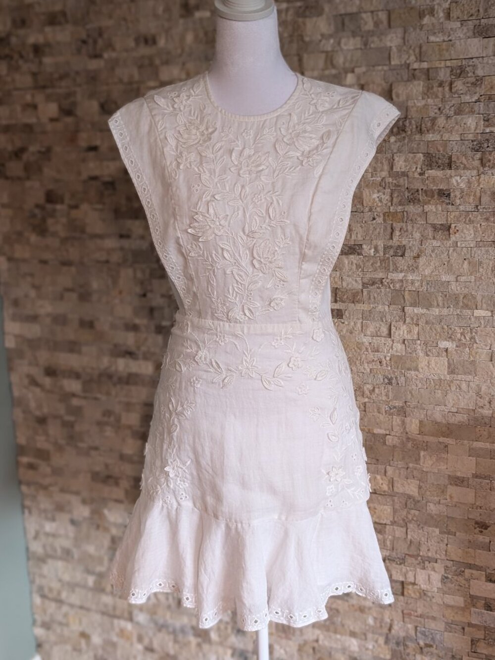 Veronica Beard Kerison White Embroidered Fit Flare Mini Dress Size 0 Bridal $598